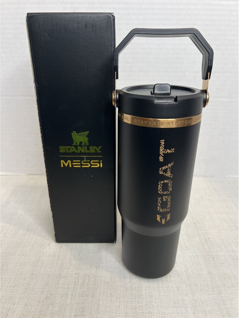 The Messi x Stanley IceFlow Flip Straw Tumbler 30 OZ Goat Black Limited Edit New
